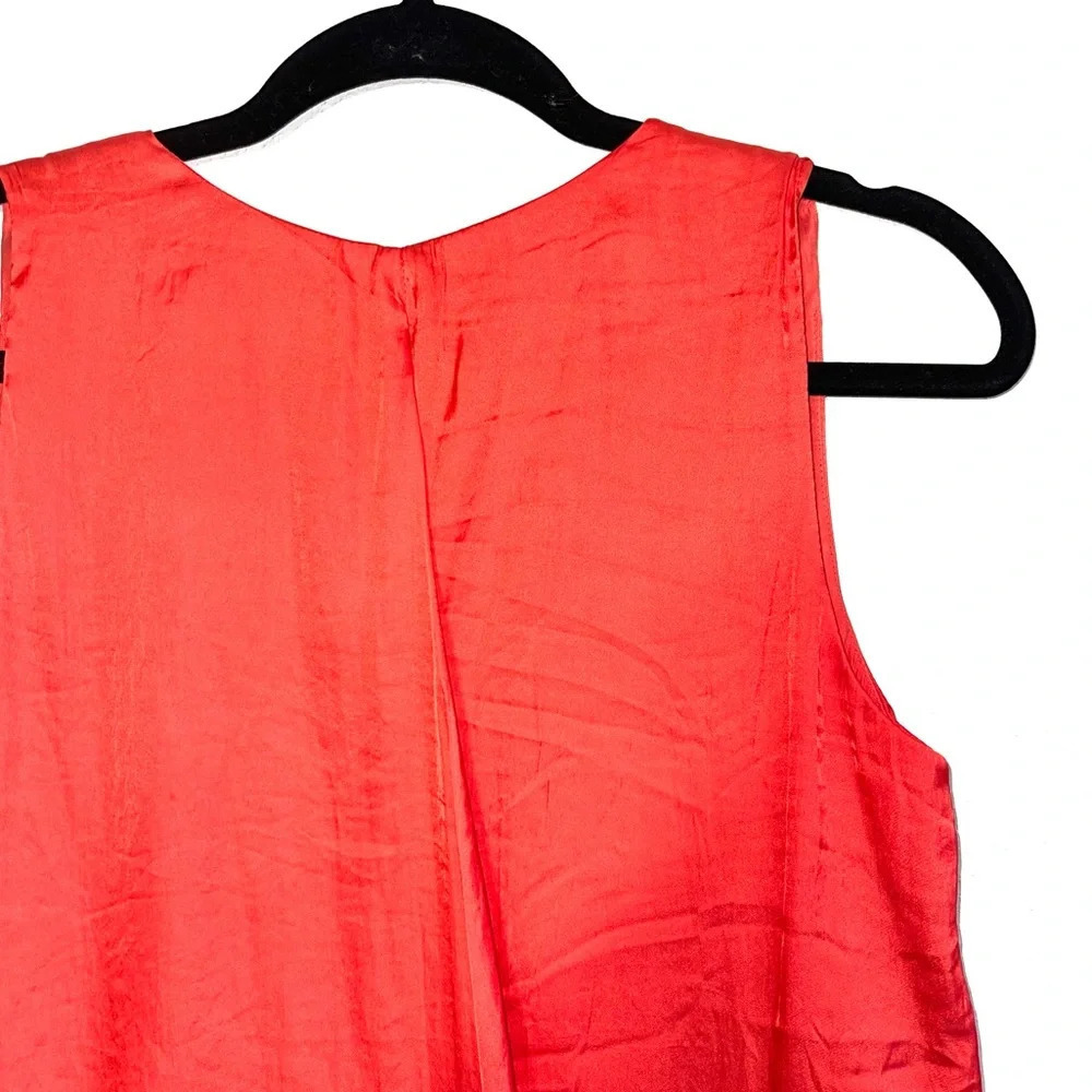 Zara Basic Red Orange Open Wrap Back V-Neck Satin… - image 6
